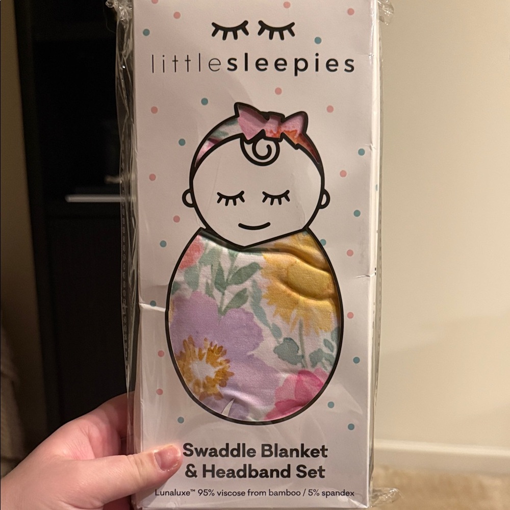 Little Sleepies Swaddle Blanket & Headband Set - Floral